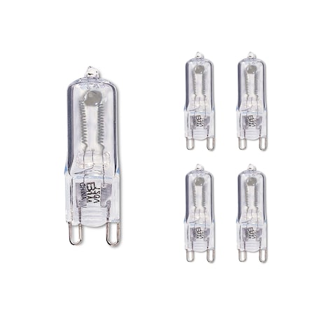 Bulbrite Pack of 5 Halogen T4 Bi-Pin Base G9 Light Bulb, 35 Watt, Clear, 5PK 860827